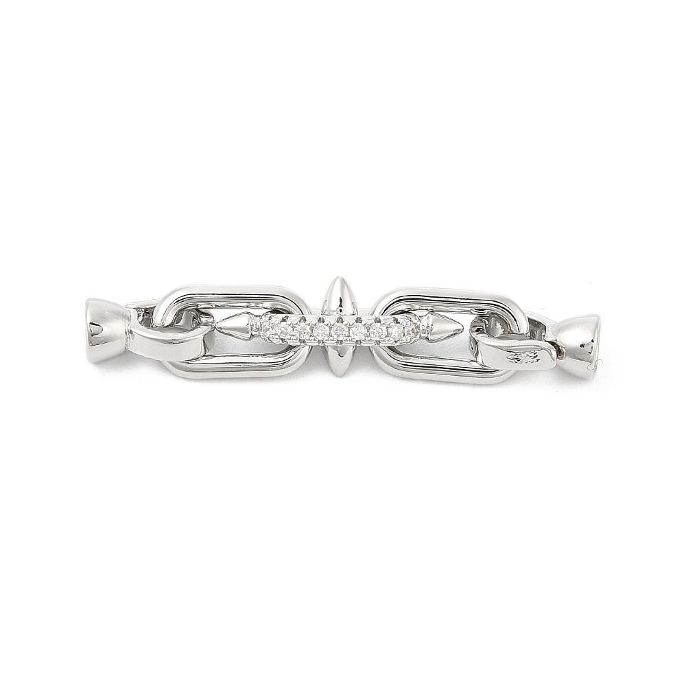 Brass Micro Pave Clear Cubic Zirconia Fold Over Clasp/50mm
