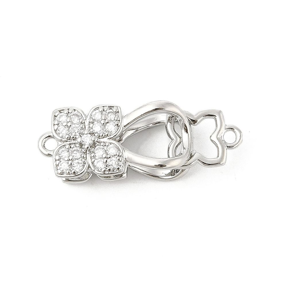Brass Micro Pave Clear Cubic Zirconia Interlocking Clasp/25mm