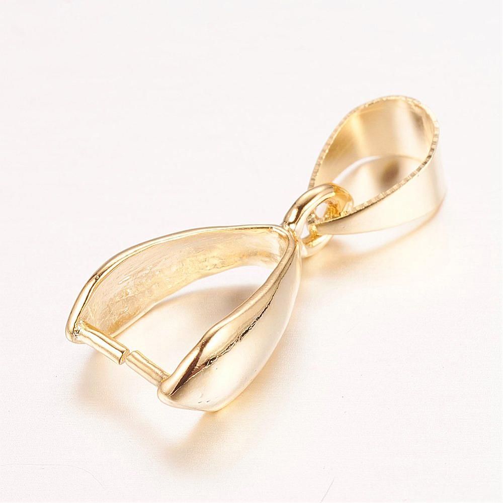 4pcs/Brass Pinch Bails, Nickel Free, Real 18K Gold Plated/ 9x5x3mm