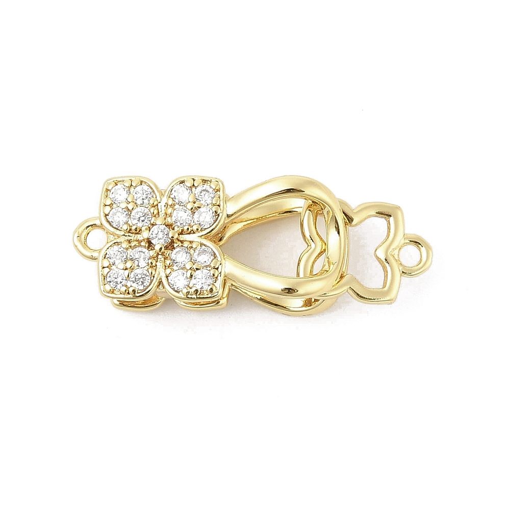 Brass Micro Pave Clear Cubic Zirconia Interlocking Clasp/25mm