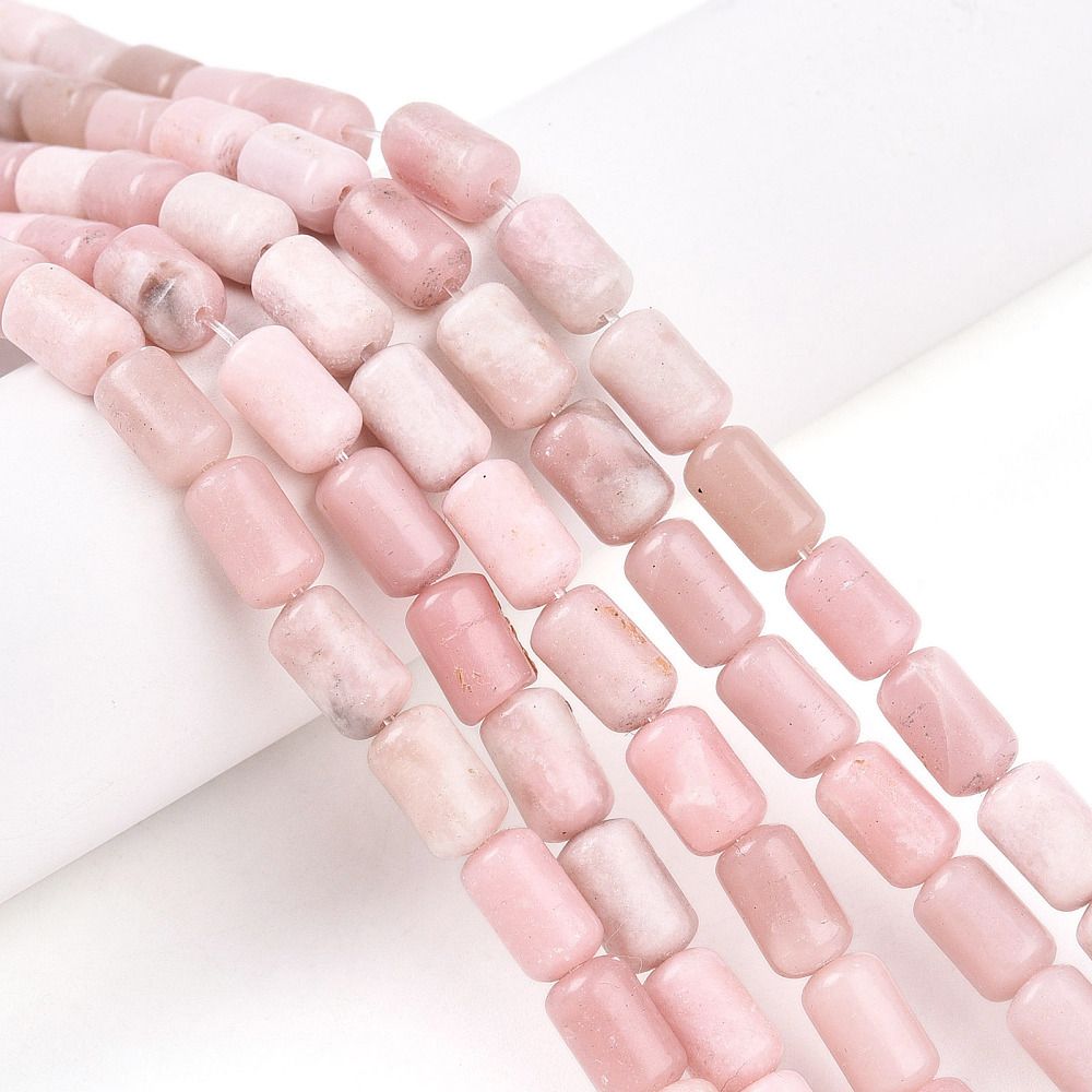 Natural Pink Opal Beads Strands, Barrel, 9.5~10.5x6~7mm, Hole: 0.7mm, about 38pcs/strand, 15.16~15.35 inch(38.5~39cm)