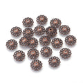 20pcs/Tibetan Style Alloy Caps, Lead Free & Cadmium Free, Red Copper/ 12x3mm