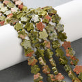 Natural Unakite Beads Strands, Plum Blossom, 6~6.5x6x2.5mm, Hole: 0.7mm, about 63pcs/strand, 14.76''(37.5cm)