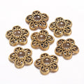 20pcs/Tibetan Style Alloy Caps, Lead Free & Cadmium Free, Antique Golden/ 10.7x11x2.5mm