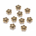20pcs/Tibetan Style Alloy Caps, Lead Free & Cadmium Free, Antique Golden/10x3.5mm
