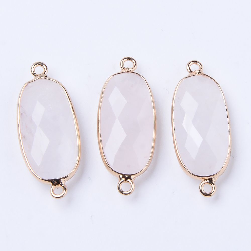 1pcs/Natural Game Links Connectors, with Light Gold Plated Edge Brass Loops/27x11x5.5mm