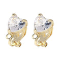 2pcs/Brass Clip-on Earring Findings for Women, with Crystal Rhinestone, Real 14K Golden & Long-lasting Plated/ 17x8x11mm