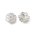 1pcs/Flower Brass Clear Cubic Zirconia Bead Caps, Long-Lasting Plated/ 14.5x5mm