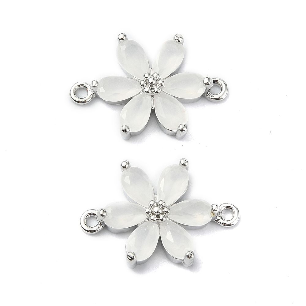 2pcs/Brass Pave Cubic Zirconia Connector Charms/17x11.5x3.5mm