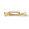 Brass Pave Clear Cubic Zirconia Fold Over Clasps, Long-Lasting Plated, Real 18K Gold Plated/36mm