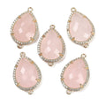 1pcs/Natural Games Faceted Teardrop Links, Rack Plating Brass Micro Pave Clear Cubic Zirconia Connector Charms/26x16.5x6mm