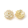 1pcs/Flower Brass Clear Cubic Zirconia Bead Caps, Long-Lasting Plated