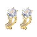 2pcs/Brass Clip-on Earring Findings for Women, with Crystal Rhinestone, Real 14K Golden & Long-lasting Plated/17x8x11mm