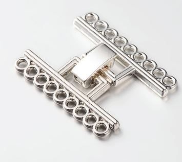 9 Strands Alloy and Brass Fold Over Clasp/24x29x5mm