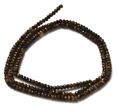 Natural Tiger Eye Beads Strands, Faceted, Rondelle, 2~2.5x1~1.5mm, Hole: 0.5mm, about 238pcs/strand, 15.16''(38.5cm)