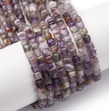 Faceted Natural Amethyst Beads Strands, Cube, 3x3x3mm, Hole: 0.5mm, about 130pcs/strand, 15.35''(39cm)