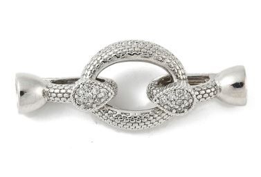 Brass Micro Pave Clear Cubic Zirconia Fold Over Clasp/30mm