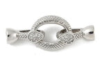Brass Micro Pave Clear Cubic Zirconia Fold Over Clasp/30mm