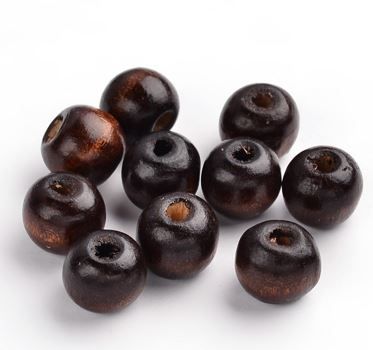 1pcs/Natural Maple Wood Beads, Dyed, Round, Coconut Brown, 19~20x17.5~18mm, Hole: 4.5mm