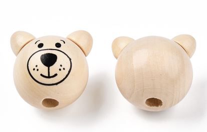 6pcs/Natural Wooden Beads, Bear, 27x26.5~28x23.5~25.5mm, Hole: 5mm