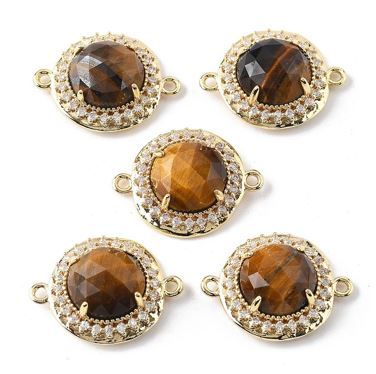 1pcs/ Connector Charms, Brass Micro Pave Clear Cubic Zirconia Flat Round Gems Links/21x16x7mm