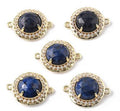 1pcs/ Connector Charms, Brass Micro Pave Clear Cubic Zirconia Flat Round Gems Links/21x16x7mm