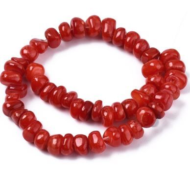 Natural Freshwater Shell Beads Strands, Dyed, Nuggets Chips, FireBrick, 6~7x5~7x2~5mm, Hole: 0.9mm, about 50~54pcs/strand, 7.48 inch(19cm)