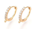 2pcs/Brass Micro Pave Cubic Zirconia Hoop Earring Finding, Lead Free & Nickel Free & Cadmium Free, Ring, Real 18K Gold Plated/16x16.5x2mm