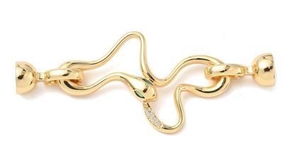 Brass Micro Pave Green Cubic Zirconia Fold Over Clasps, Cadmium Free & Nickel Free & Lead Free, Real 18K Gold Plated/57mm