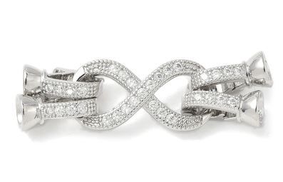 Brass Micro Pave Clear Cubic Zirconia Fold Over Clasp/36mm