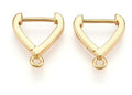2pcs/Brass Hoop Earring Finding, Lead Free & Nickel Free & Cadmium Free, Real 18K Gold Plated/14x12.5x2.5mm