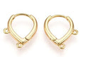 2pcs/BBrass Hoop Earring Finding, Lead Free & Nickel Free & Cadmium Free, Real 18K Gold Plated/15.5x13.5x2.5mm