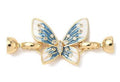 Butterfly Brass Micro Pave Clear Cubic Zirconia Fold Over Clasps, Cadmium Free & Nickel Free & Lead Free, with Enamel, Real 18K Gold Plated/45mm
