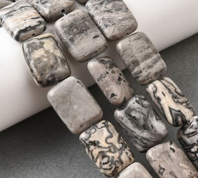 Natural Map Stone Beads Strands, Rectangle, 18x13x5.5mm, Hole: 1mm, about 11pcs/strand, 7.68''~7.87''(19.5~20cm)