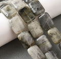 Natural Labradorite Beads Strands, Rectangle, 18x13x5.5mm, Hole: 1mm, about 11pcs/strand, 7.68''~7.87''(19.5~20cm)