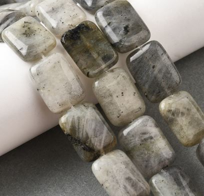 Natural Labradorite Beads Strands, Rectangle, 18x13x5.5mm, Hole: 1mm, about 11pcs/strand, 7.68''~7.87''(19.5~20cm)