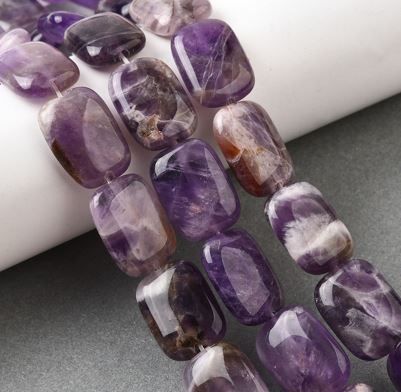 Natural Amethyst Beads Strands, Rectangle, 18x13x5.5mm, Hole: 1mm, about 11pcs/strand, 7.68''~7.87''(19.5~20cm)
