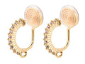 2pcs/Brass Micro Pave Cubic Zirconia Clip-on Earring Findings, Arch, Long-Lasting Plated, Nickel Free, Real 18K Gold Plated/ 20.5~21x13~13.5x9mm