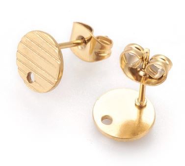 4pcs/ Non-Tarnish 304 Stainless Steel Ear Stud Findings, with Ear Nuts , multiple colors, factures