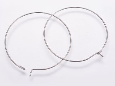 4pcs/ 316 Surgical Stainless Steel Hoop Earrings Findings/ 50x0.8mm