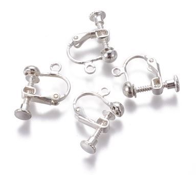 4pcs/Rack Plated Brass Screw Clip-on Earring Findings/ 13x17x4.5mm