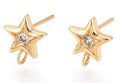 2pcs/ Brass Micro Pave Clear Cubic Zirconia Stud Earring Findings, Long-Lasting Plated, Nickel Free, Real 18K Gold Plated/9.2x8.1mm