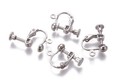 4pcs/Rack Plated Brass Screw Clip-on Earring Findings/ 13x17x4.5mm