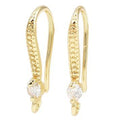 2pcs/Brass Micro Pave Cubic Zirconia Earring Hooks, with Horizontal Loop, Long-Lasting Plated, Cadmium Free & Lead Free, Real 18K Gold Plated/20x3x8mm