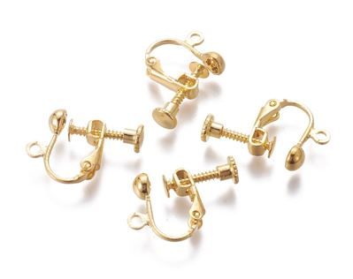4pcs/Rack Plated Brass Screw Clip-on Earring Findings/ 13x17x4.5mm
