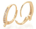 2pcs/  Brass Cubic Zirconia Leverback Earring Findings, with Horizontal Loop, Nickel Free, Real 18K Gold Plated/17x14x2mm
