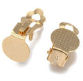 2pcs/ 304 Stainless Steel Clip-on Earring Findings, with Round Flat Pad/ Size: 16x10x7mm