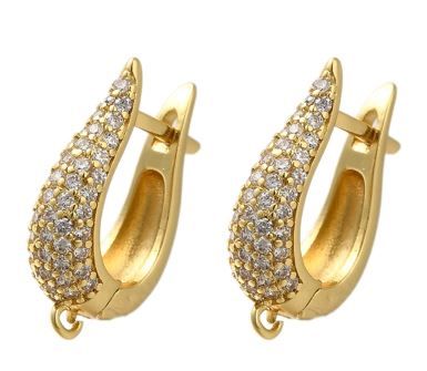 2pcs/Rack Plating Brass Micro Pave Cubic Zirconia Hoop Earring Findings, Long-Lasting Plated/20x13.5x5.5mm