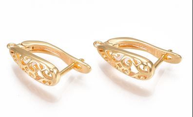 2pcs/Brass Stud Earring Findings, Long-Lasting Plated,Nickel Free, Real 18K Gold Plated/19x12x6mm