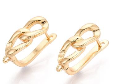 2pcs/Brass Stud Earring Findings, Long-Lasting Plated,Nickel Free, Real 18K Gold Plated/21x12.5x7mm